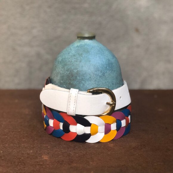 Vintage 100% Genuine Leather Belt Funky Colourful Scandi Girl Scandinavian Boho - Picture 6 of 6